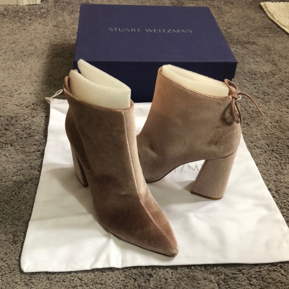 💫 HP💫Stuart Weitzman velvet block heel booties - Picture 4 of 8